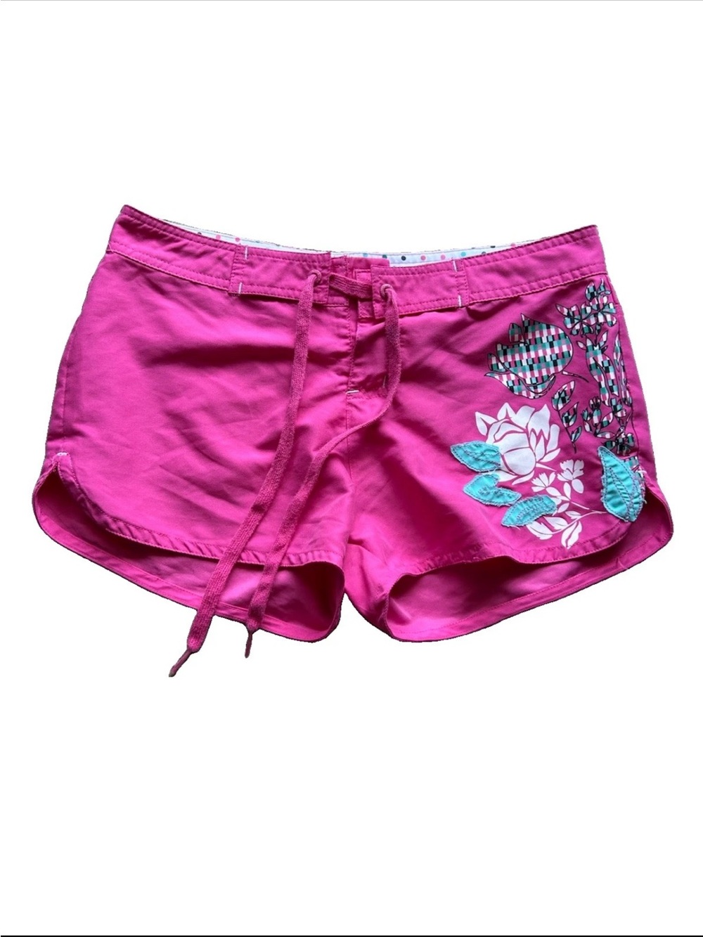 Vintage Y2K Swim Shorts Women’s XS Floral Surf Beach Boardshorts Retro Fairycore